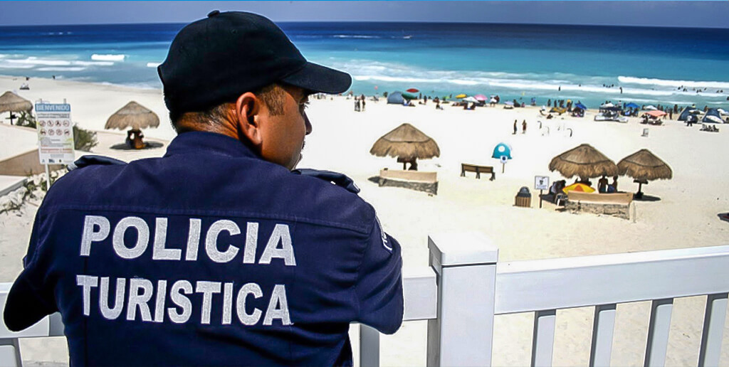 policia-turistica-cuidando-playa-de-cancun